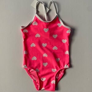 Old Navy Bathing Suit Size 18-24 Months NWT New pink w/ white Hearts Baby Girls